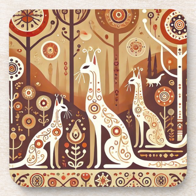 Posavasos Representación Artística Abstracta de Gatos (Frente)