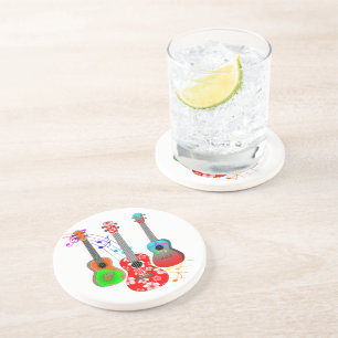 Posavasos Reproductor de Ukulele Island Tropical