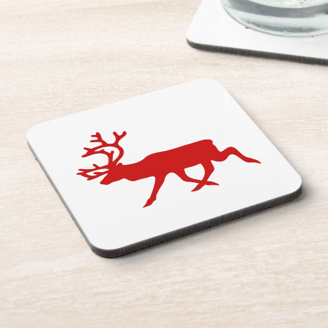 Posavasos Resto Rojo / Silhouette Caribou (Lado Izquierdo)