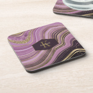 Posavasos Resumen Agate Monograma Mauve ID827