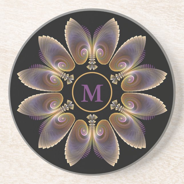 Posavasos Resumen Angel Wings Mandala Fractal Monograma (Frente)