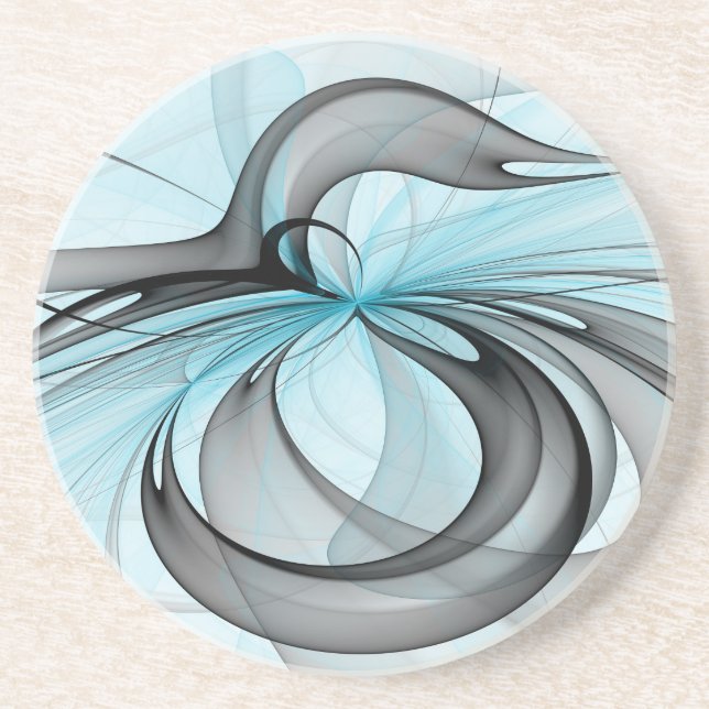 Posavasos Resumen Antracita Gris Azul azul arte fractal mode (Frente)
