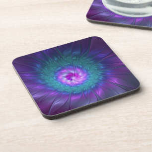 Posavasos Resumen Belleza floral Flor de arte fractal colori