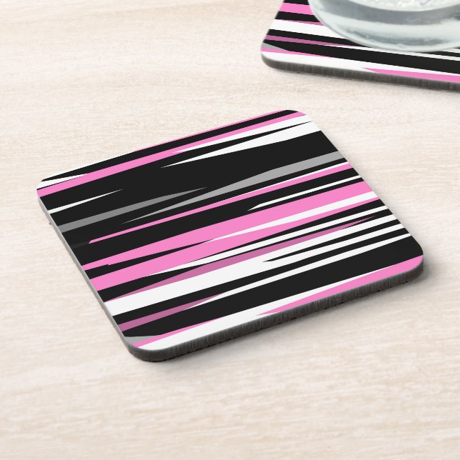 Posavasos Resumen blanco y negro rosado (Lado Izquierdo)