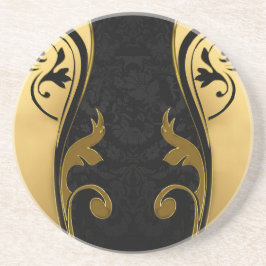 Posavasos Resumen con acentos de oro en blanco y negro