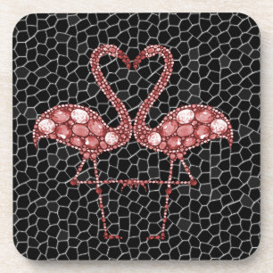 Posavasos Resumen contemporáneo Flamingo rosa negro moderno