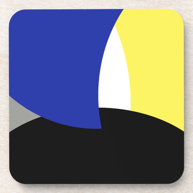 Posavasos Resumen de arte amarillo azul (Frente)