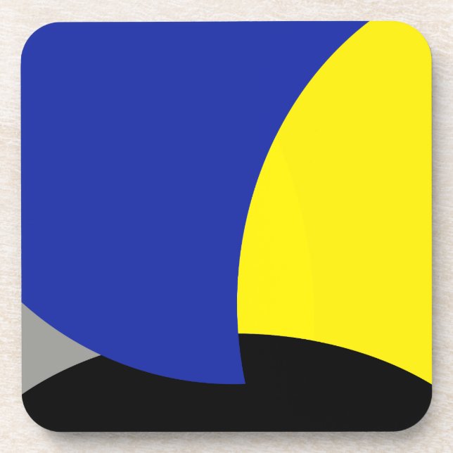 Posavasos Resumen de arte amarillo azul (Frente)