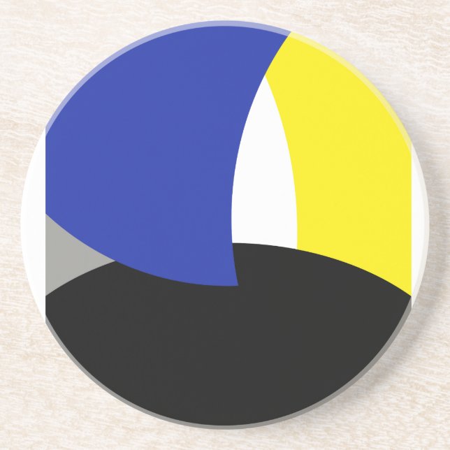 Posavasos Resumen de arte amarillo azul (Frente)