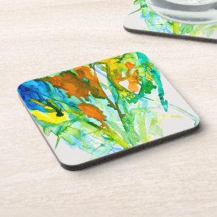 Posavasos Resumen de arte de acuarela floral