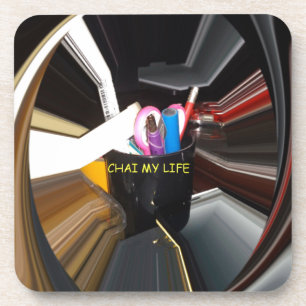 Posavasos Resumen de arte estacional de oficina de té de por