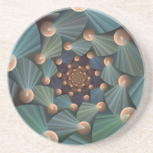 Posavasos Resumen de arte fractal con pizarra marrón profund