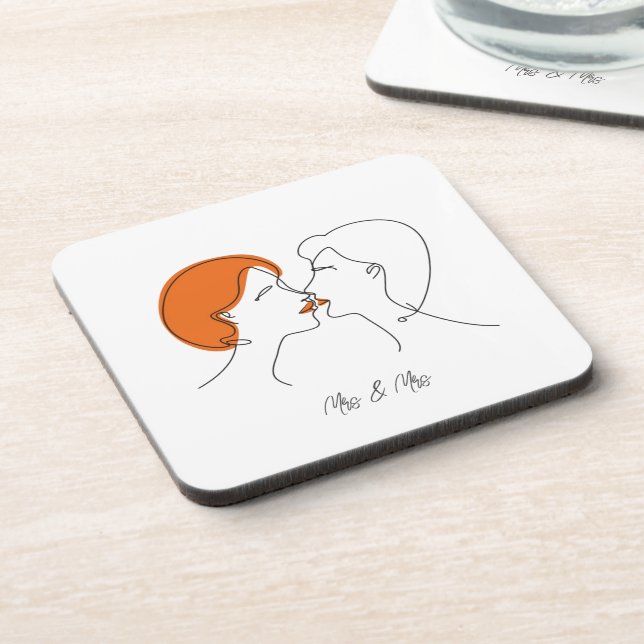 Posavasos Resumen de besos de lesbianas: arte personalizado (Lado Izquierdo)