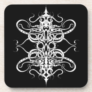 Posavasos Resumen de diseño de tatuajes tribales en blanco y