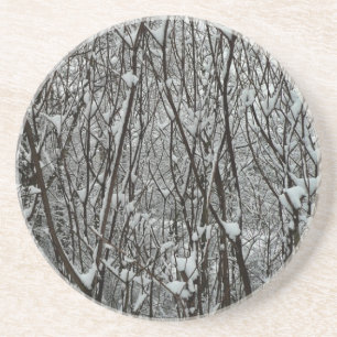 Posavasos Resumen de invierno de ramas cubiertas de nieve