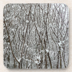 Posavasos Resumen de invierno de ramas cubiertas de nieve