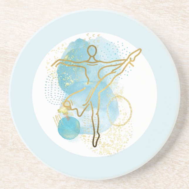 Posavasos Resumen de la acuarela de bonito Gold Ballerina (Frente)