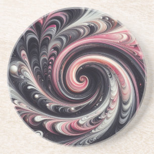 Posavasos Resumen de la modernidad Swirling rosa, negro y bl