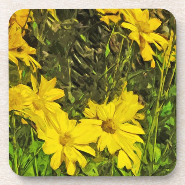 Posavasos Resumen de las flores de Arrowleaf Balsamroot Impr (Frente)