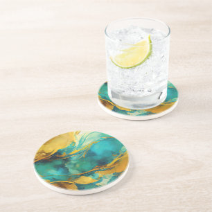 Posavasos Resumen de moda azul y oro