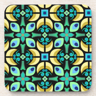 Posavasos Resumen de mosaico verde azulado