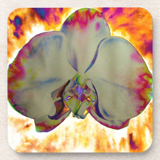 Posavasos Resumen de pintura de orquídeas tropicales con flo (Frente)