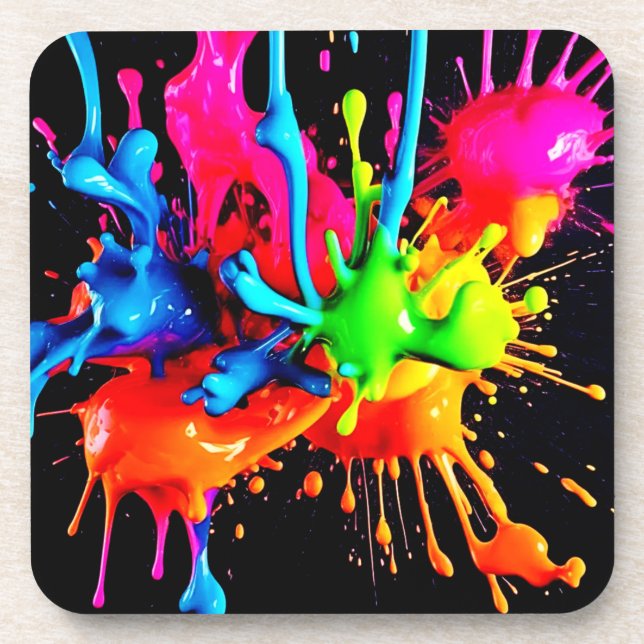 Posavasos Resumen de salpicaduras coloridas (Frente)