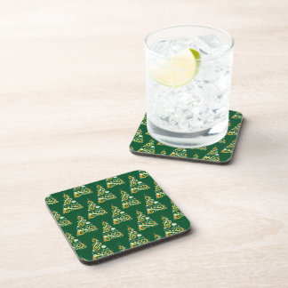 Posavasos Resumen del patrón de árbol de Navidad verde y dor
