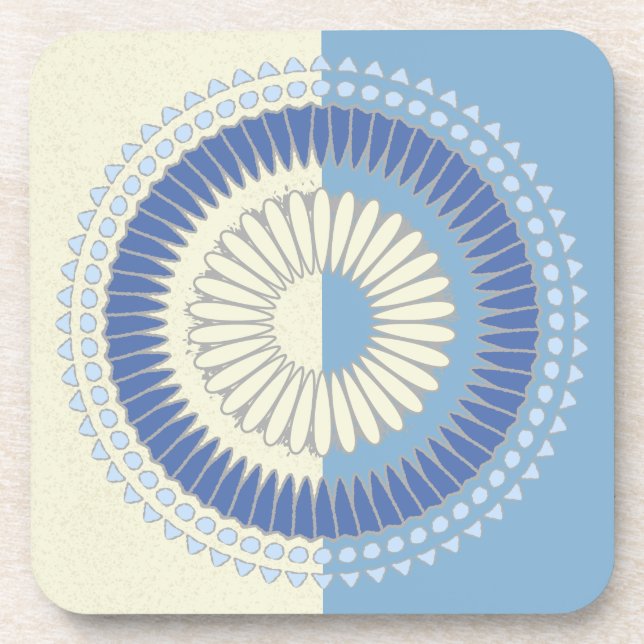 Posavasos Resumen Diseño de Círculo Azul y Crema (Frente)