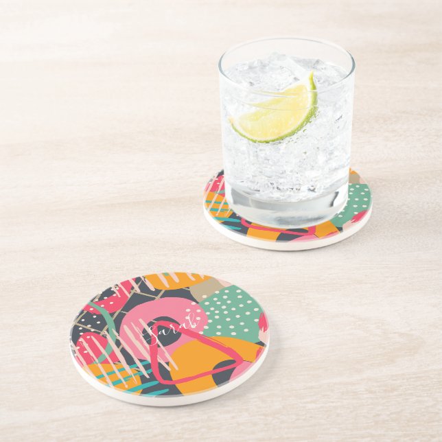 Posavasos Resumen Diseño del nombre del monograma geométrico (Lado)