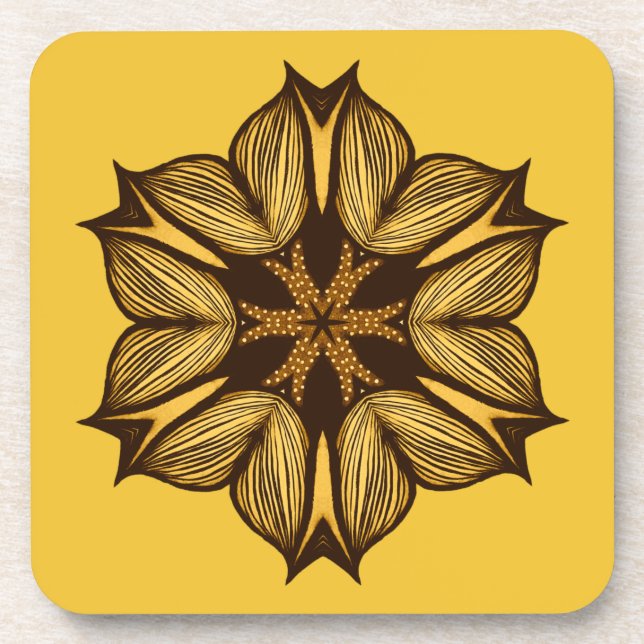 Posavasos Resumen Flor amarilla (Frente)