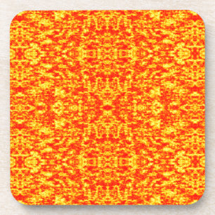Posavasos Resumen Fractal En Rojo Y Naranja