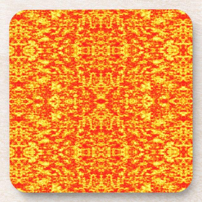 Posavasos Resumen Fractal En Rojo Y Naranja (Frente)