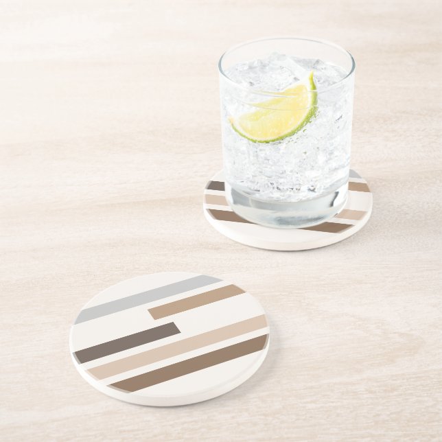 Posavasos Resumen Geometric Earthtones Strips Art Pattern (Lado)