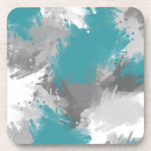 Posavasos Resumen gris verde azulado Pinceles modernos