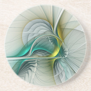 Posavasos Resumen hipnótico Fractal Verde azulado Turquesa d