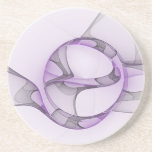 Posavasos Resumen moderno Art Fractal Lavender Gris