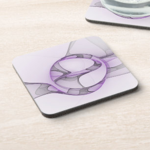 Posavasos Resumen moderno Art Fractal Lavender Gris