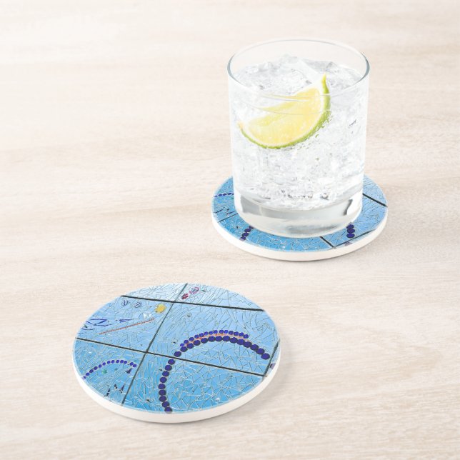 Posavasos Resumen Mosaico Espejo Azul (Lado)