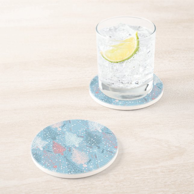 Posavasos Resumen Patrón de árboles de Navidad 2 montaña rus (Lado)