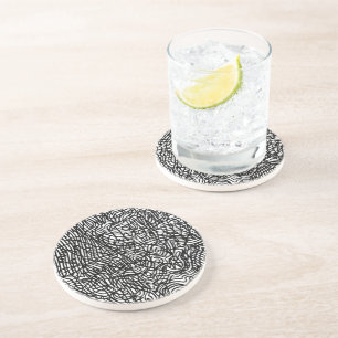 Posavasos Resumen Piedra de arena del patrón de líneas blanc