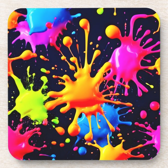 Posavasos Resumen Pintura de pintura de neón (Frente)