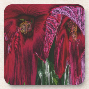 Posavasos Resumen Red Hibiscus Floral Cork Coaster Set