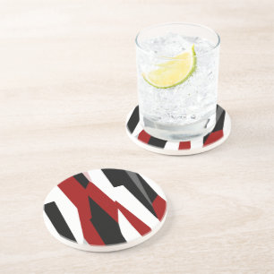 Posavasos Resumen rojo en blanco y negro 
