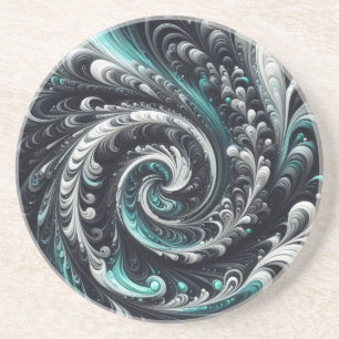 Posavasos Resumen Swirling Green, Silver y Black