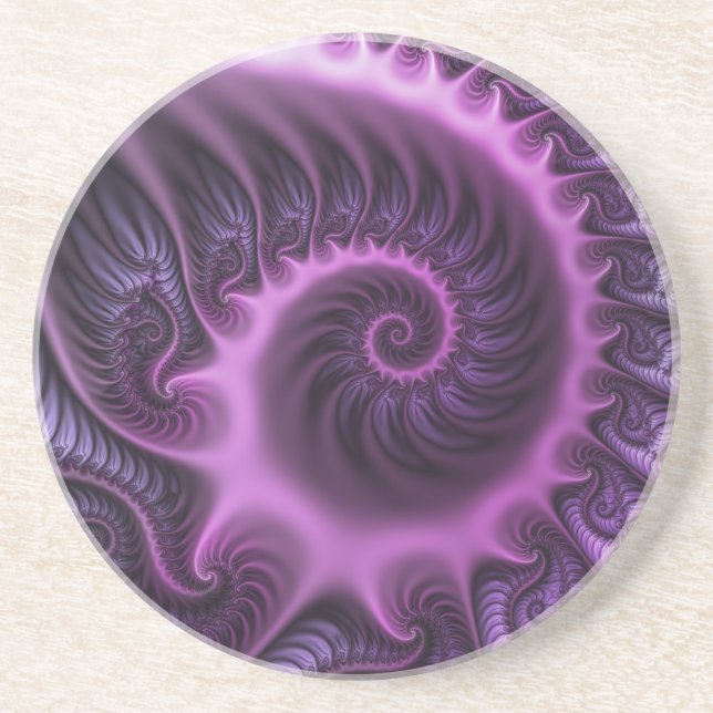 Posavasos Resumen Vivid Guay Pink Purple Fractal Art Spiral (Frente)