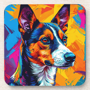 Posavasos Retrato abstracto de perro Basenji