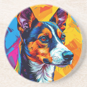 Posavasos Retrato abstracto de perro Basenji
