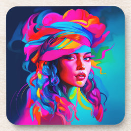 Posavasos Retrato abstracto vibrante