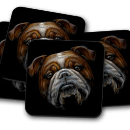 Posavasos Retrato animal de Bulldog británico | Bulldog enca